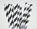 Black and White Stripped Paper Straws 8"