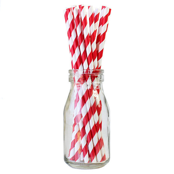 Red and White Striped Paper Straws