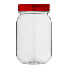 Plastic Jam Jar w/ Multi Coloured Lids