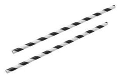 Black and White Stripped Paper Straws 8"