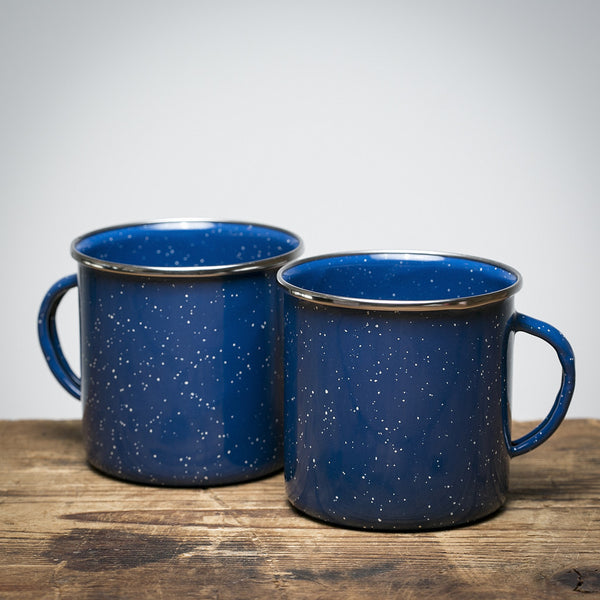 Blue enamel mug